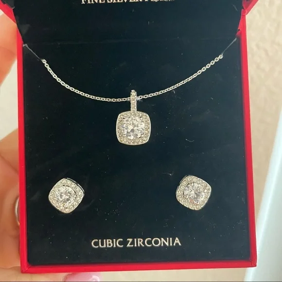 New Sparkle Allure 2-pc. Cubic Zirconia Pure Silver Over Brass Jewelry Set - Picture 4 of 4